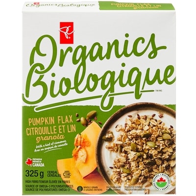 PC Biologique Granola Citrouille Et Lin 325 g, 1,69 $/100g