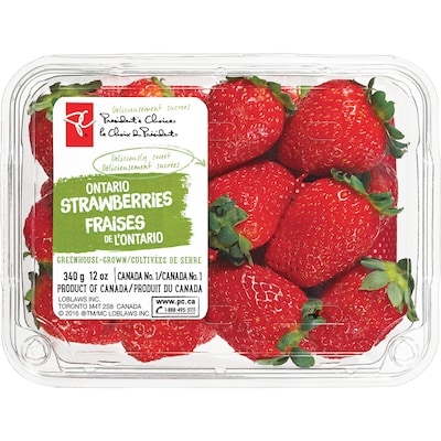 President's Choice Greenhouse Grown Ontario Strawberries 340 g, $1.76/100g