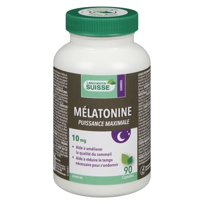 Laboratoire Suisse Sommeil mélatonine puissance maximale 10 mg 90 ea, 0,12 $/1ch