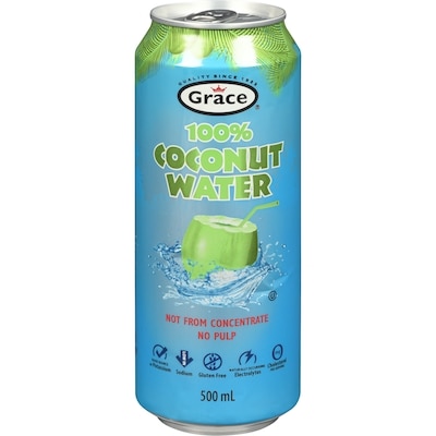 Grace 100% Pure Coconut Water 500 ml, $0.44/100ml