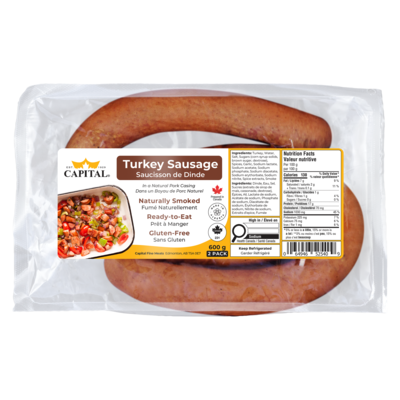 Capital Packers Smoked Turkey Sausage 600 g, $2.33/100g