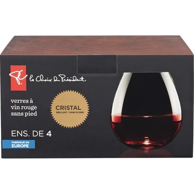 President's Choice Stemless Red Wine Glasses - 4 Glasses 4x1.0 ea, $4.00/1ea