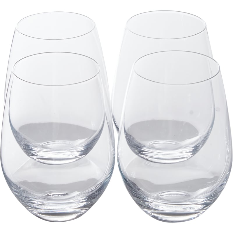 Stemless White Wine Glasses - 4 Glasses