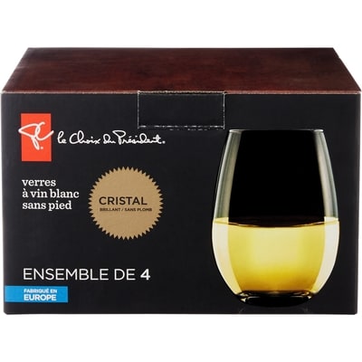 le Choix du Président Ensemble de verres à vin blanc sans pied , 4 verres 4x1.0 ea, 5,25 $/1ch