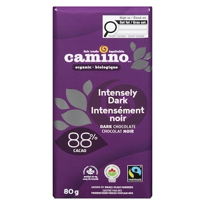 Camino Équitable Biologique Chocolat Noir 88 % de Cacao 80 g, 9,36 $/100g