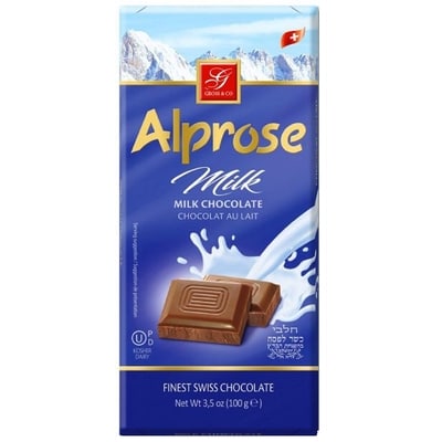 Alprose Kosher Chocolate Bar, Milk Chocolate 100 g, $4.99/100g