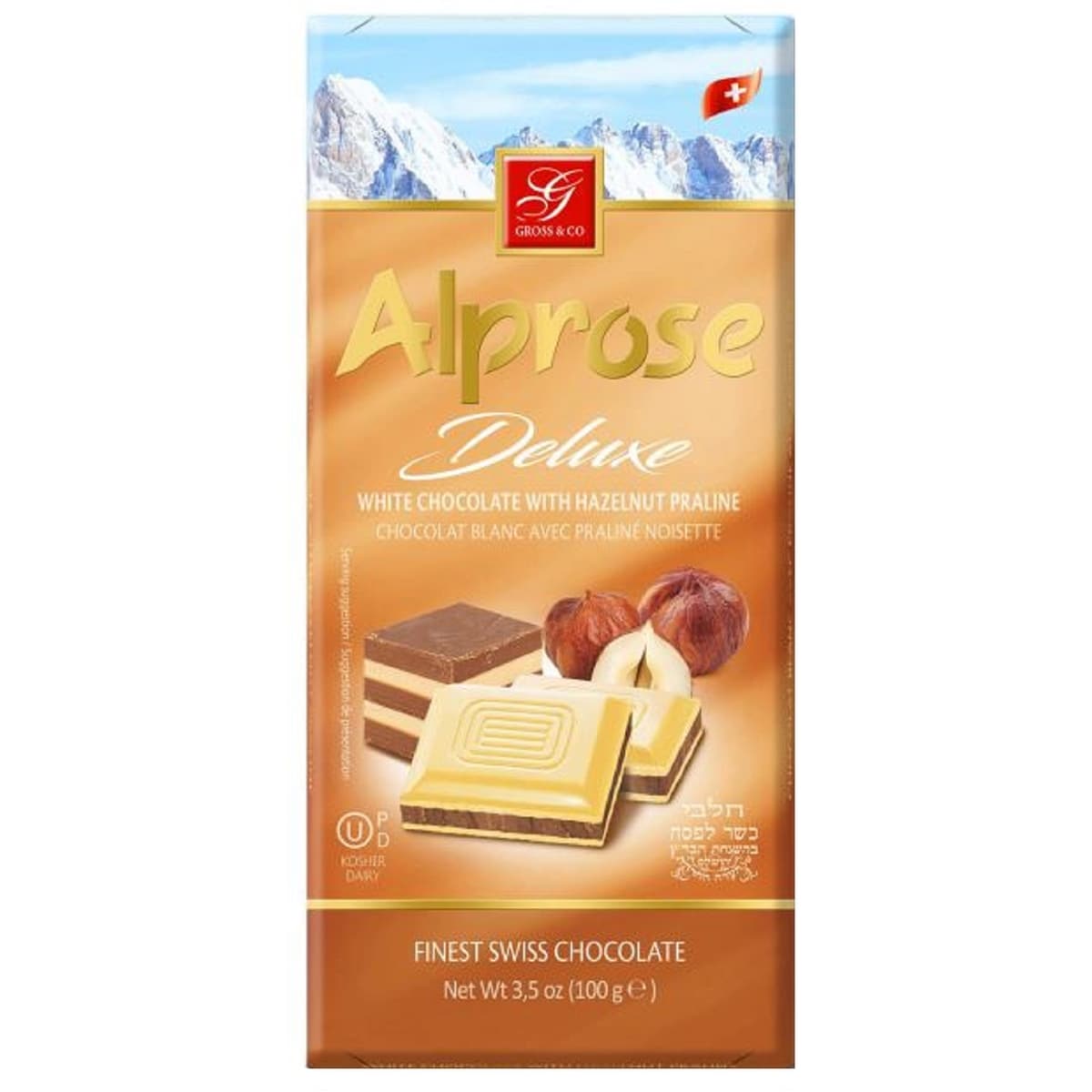 Alprose White Chocolate With Hazelnut Praline 100 g, $4.99/100g