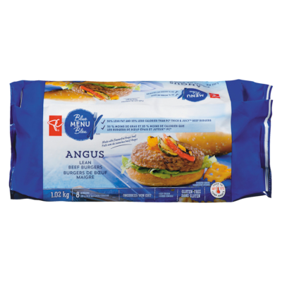 PC Blue Menu Angus Burger 1.02 kg, $1.76/100g