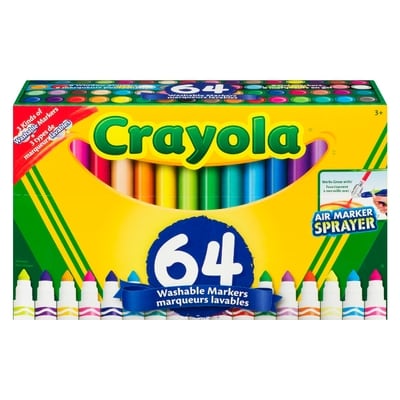 Crayola Assortiment de 64 marqueurs lavables Crayola en paq. de variété 64x1.0 ea, 0,44 $/1ch