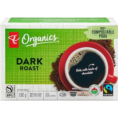 PC Organics Organics Dark Roast Single Serve Coffee Pods 12 ea, $0.92/1ea