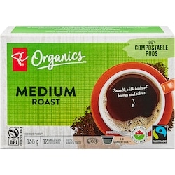 PC Organics Medium Roast Single Serve Coffee Pods 12 ea, $0.96/1ea