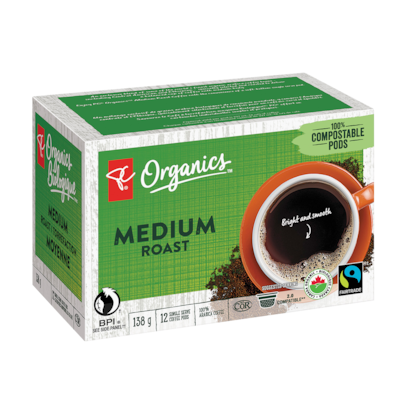 PC Biologique Cartouches individuelles de café torréfaction moyenne 12 ea, 0,92 $/1ch