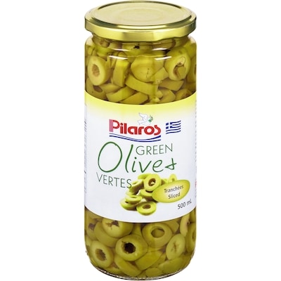 Pilaros Sliced Green Olives 500 ml, $1.10/100ml