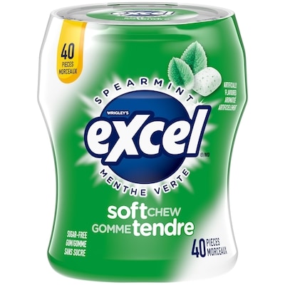 Wrigley's Excel Spearmint Flavoured Sugar Free Soft Chew Gum, 40 Pieces, 1 Bottle 1 ea, $5.29/1ea