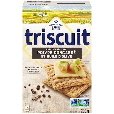 Christie TRISCUIT Poivre Concassé et Huile d’olive Craquelins 200 g, 1,50 $/100g