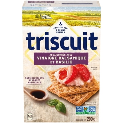 Christie TRISCUIT Vinaigre Balsamique et Basilic Craquelins 200 g, 2,50 $/100g