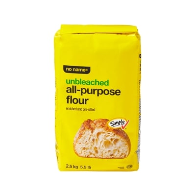 Sans Nom Farine tout usage non blanchie 2.5 kg, 0,12 $/100g