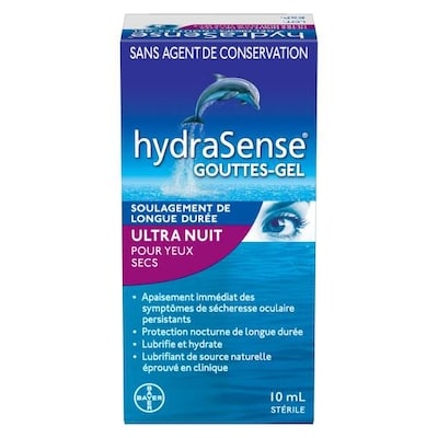 Hydrasense Gouttes oculaires Soins de nuit, pour yeux secs 10 ml, 169,90 $/100ml