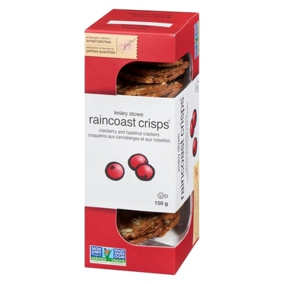 Lesley Stowe’s Raincoast crisps, canneberges 150 g, 5,33 $/100g