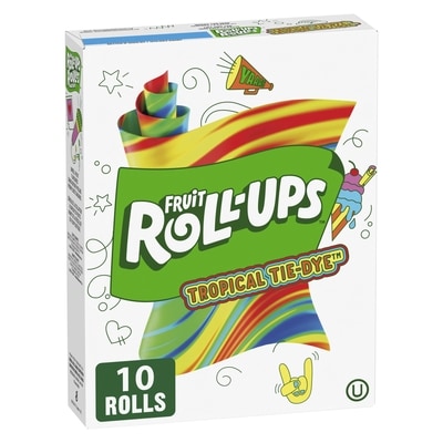 Betty Crocker Fruit Roll-Ups Fruit Flavoured Snacks, Tropical Tie-Dye, Gluten Free, 10 ct 141 g, $1.77/100g