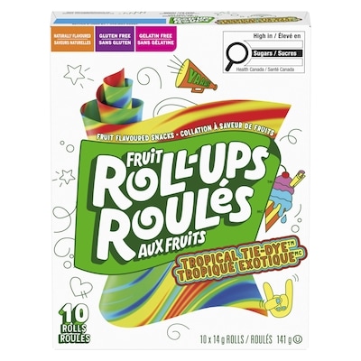 Roulés aux Fruits Collation à Saveur de Fruits, Tropique Exotique, Sans Gluten, 10 Roulés