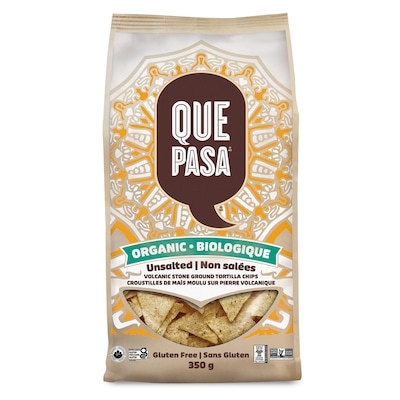 Que Pasa Organic Unsalted Tortilla Chips 350 g, $1.23/100g