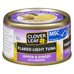 Clover Leaf Flaked Light Tuna, Lemon Ginger with Sesame 85 g, $2.06/100g