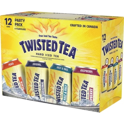 Twisted Tea Party, Hard Iced Tea 4 Flavours, 12 Cans (ID required at pick-up)