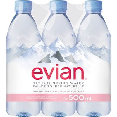 Evian Natural Spring Water  6x500.0 ml, $0.37/100ml