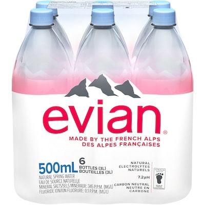 Evian Eau de source naturelle 6x500.0 ml, 0,42 $/100ml