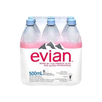 Evian Eau de source naturelle 6x500.0 ml, 0,43 $/100ml
