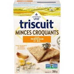 Christie TRISCUIT minces et croquants, à saveur de parmesan et ail craquelins 200 g, 1,25 $/100g