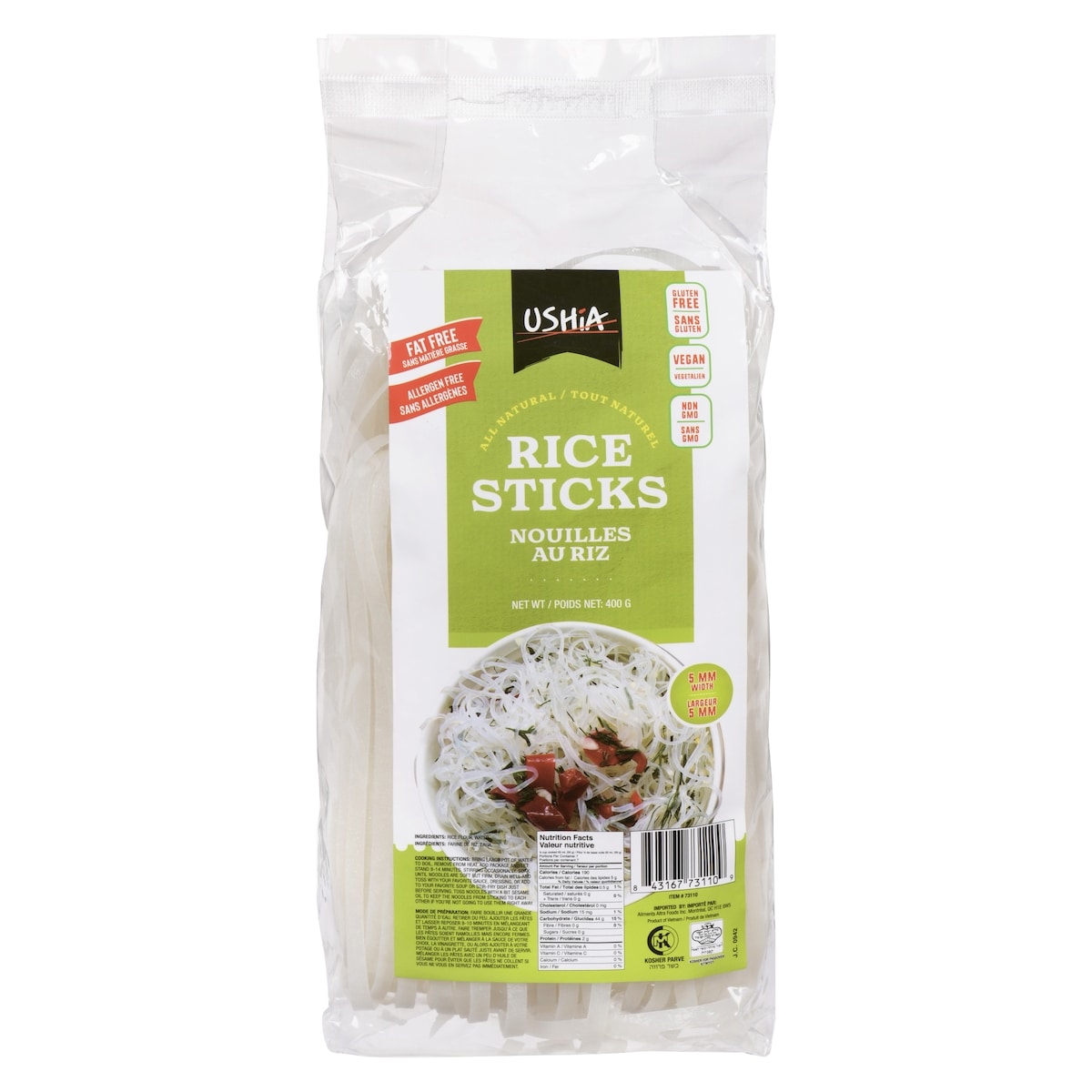 Ushia Nouilles au riz casher 400 g, 0,70 $/100g