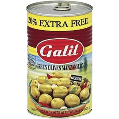 Galil Kosher Olives Grn Man 652 g, $1.38/100g