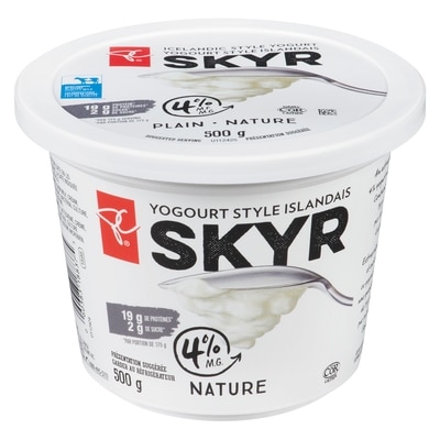 President's Choice Plain Skyr Icelandic Style 4% M.F. Yogurt 500 g, $1.26/100g