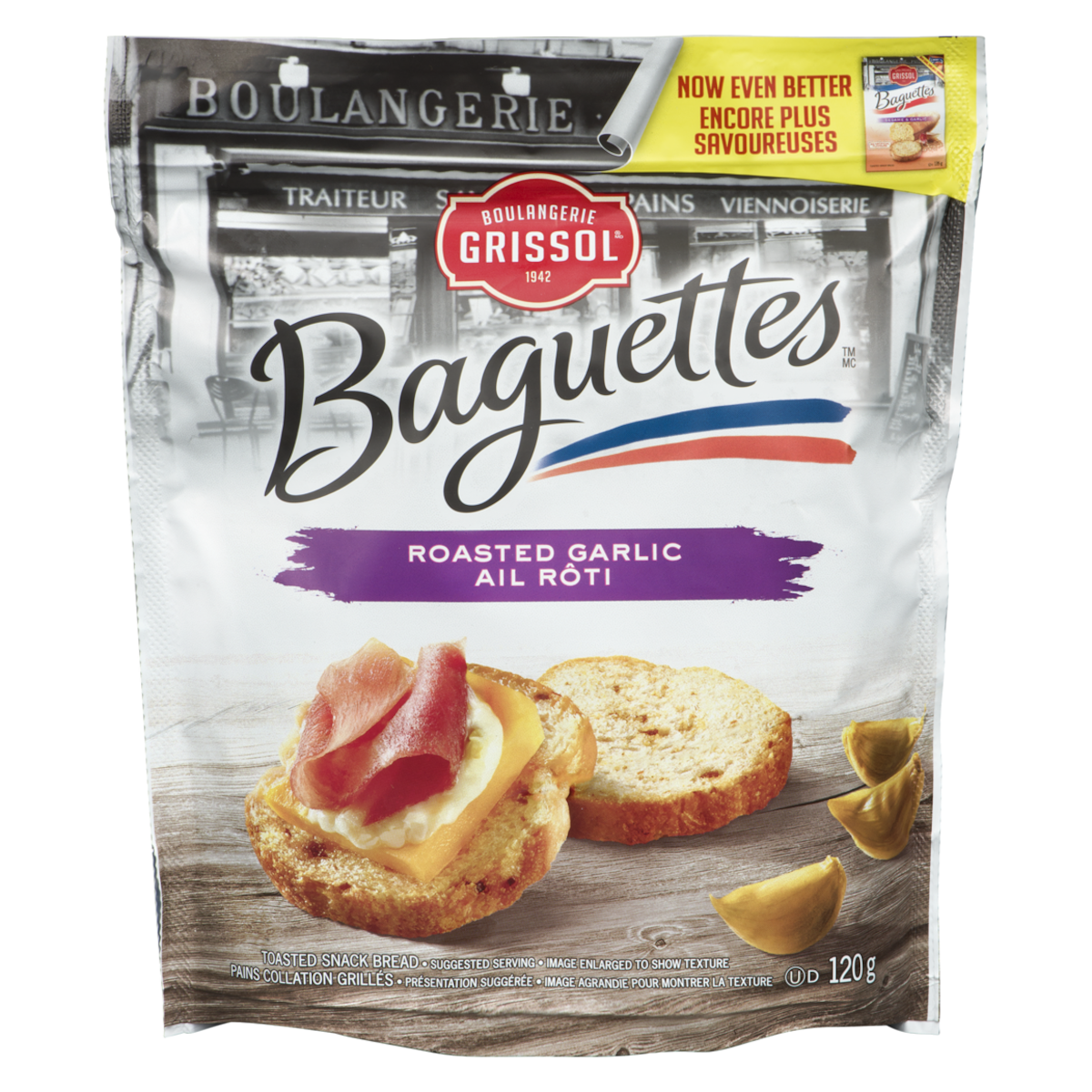 Grissol Baguettes Roasted Garlic 120 g, $3.33/100g