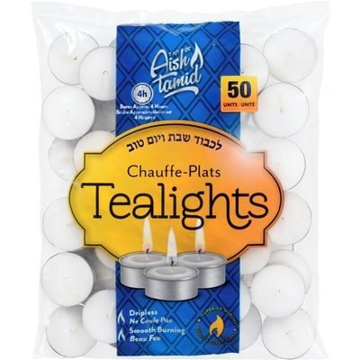 Aish Tamid Kosher Tea Lights Bag, 50 Pieces 50 g, $11.98/100g