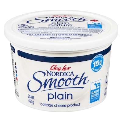 Gay Lea Nordica Smooth Plain Deliciously Smooth Cottage Cheese 2 % M.F. 450 g, $1.22/100g