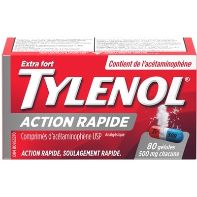 Tylenol Gélules, 500 mg 80 ea, 0,20 $/1ch