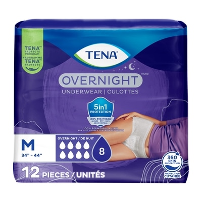 Tena Overnight Incontinence Underwear, Medium, 12 Count 12 ea, $1.58/1ea