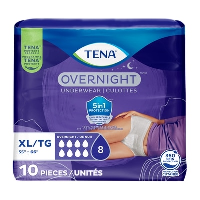 TENA Culottes pour incontinence pour femme , absorption de nuit, Grand , 10 unités 10 ea, 1,75 $/1ch