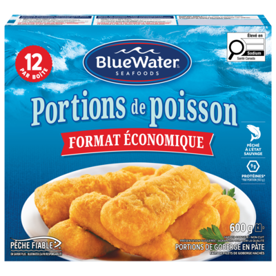 BlueWater Seafoods Portions de poisson en pâte 600 g, 1,67 $/100g