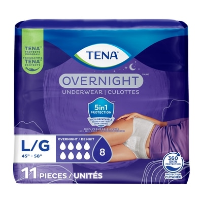 Tena Overnight Incontinence Underwear, Large, 11 Count 11 ea, $1.73/1ea