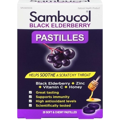 Sambucol Black Elderberry Pastilles 20 Soft & Chewy Pastilles 20 ea, $0.45/1ea