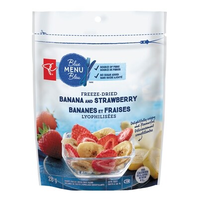 PC Blue Menu Banana And Strawberry Crispy Freeze-Dried Fruit Blend 28 g, $15.32/100g
