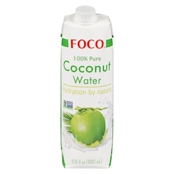 Foco 100% Pure Coconut Water 1000 ml, $0.33/100ml