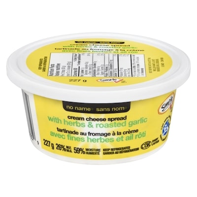Sans Nom Tartinade au fromage à la crème avec fines herbes et ail rôti Rôti 26% M.G. 227 g, 1,32 $/100g