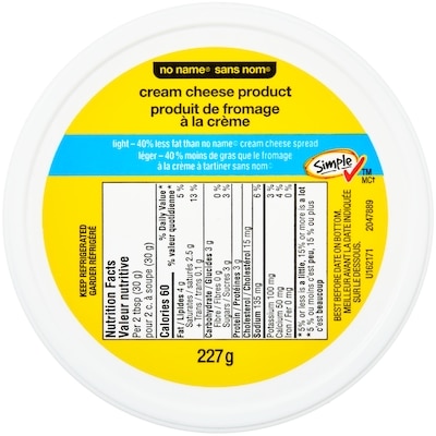 Produit de fromage à la crème léger