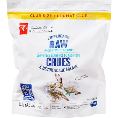 le Choix du Président Grosses Crevettes Blanches Du Pacifique À Décorticage Éclair 1.5 kg, 1,93 $/100g