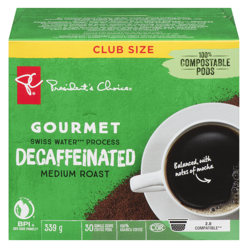 Gourmet Swiss Water Process Decaffeinated Medium Roast Single Serve Coffee Pods
